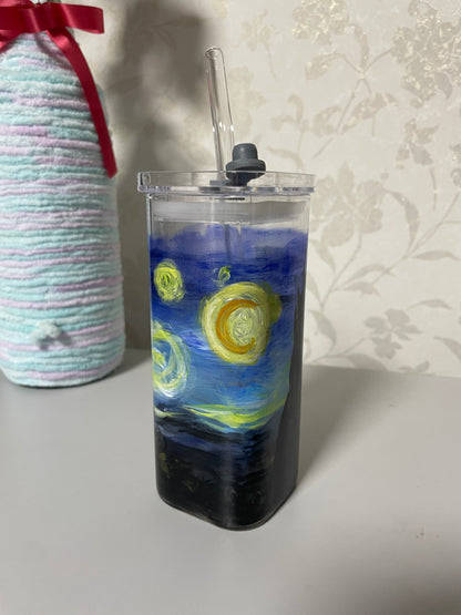 Hand painted: Glass tumbler- Starry Night