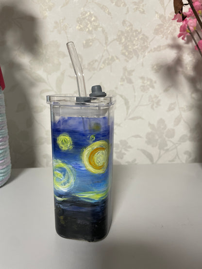 Hand painted: Glass tumbler- Starry Night